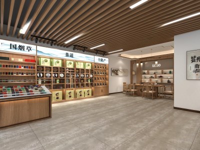 新中式茶叶店3D模型下载